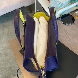 Salvatore Ferragamo Amy Small Leather Tote in Royal Blue/Purple w lime interior